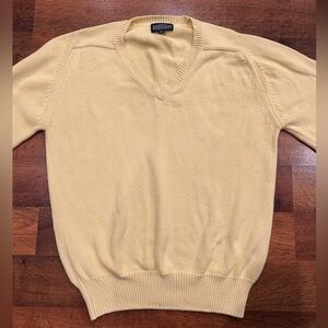 Lands End Butter Yellow 100% Cotton Sweater Men’s Medium or Women’s Large